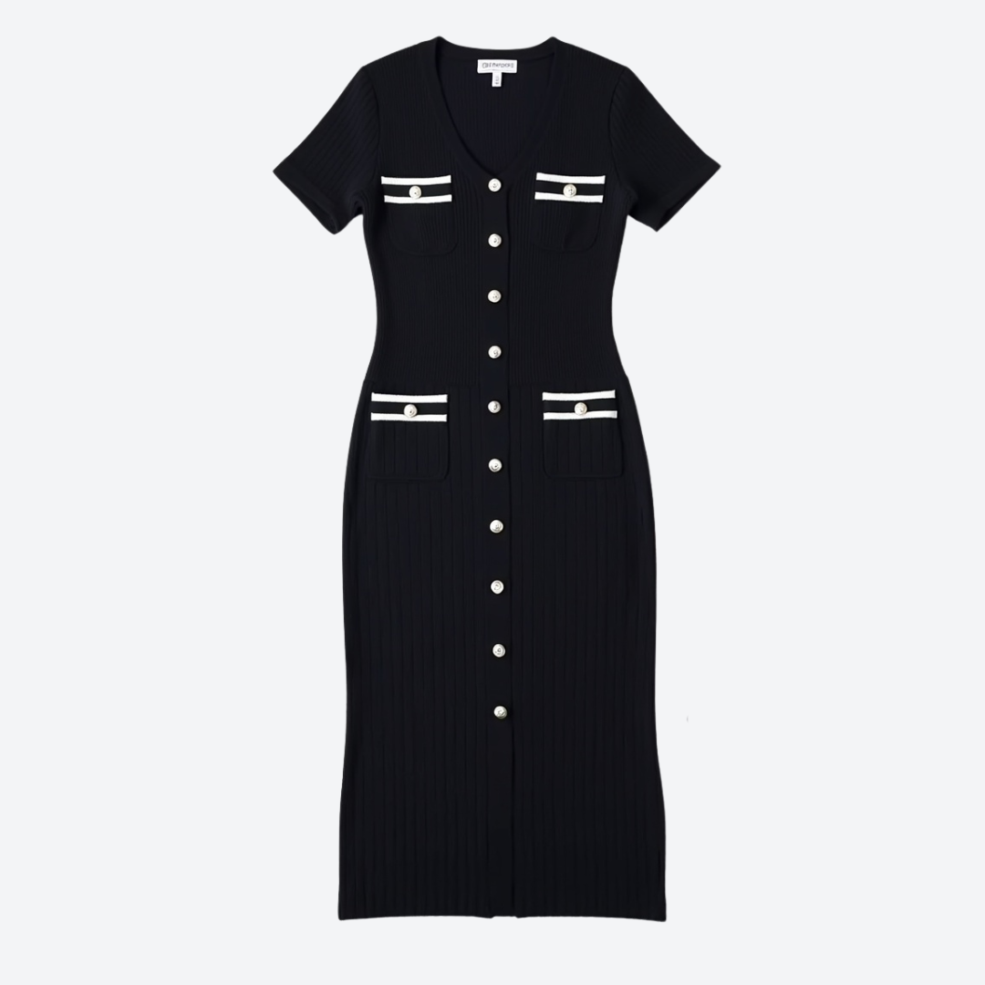 Valentina Knit Midi Dress- Black