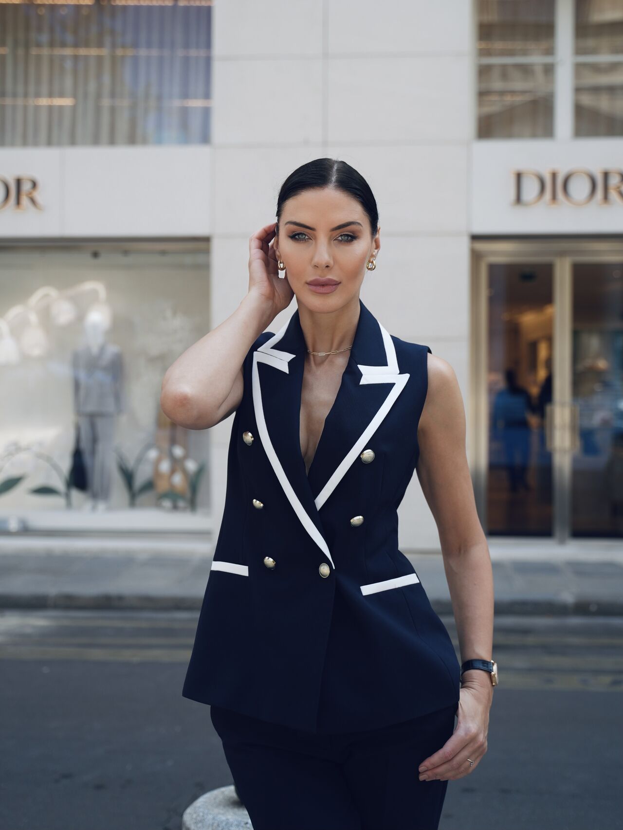 The Monaco- Navy Contrast Vest