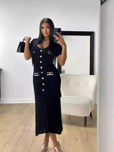 Valentina Knit Maxi Dress- Black