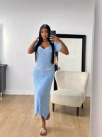 Valentina Knit Maxi Dress-Baby Blue