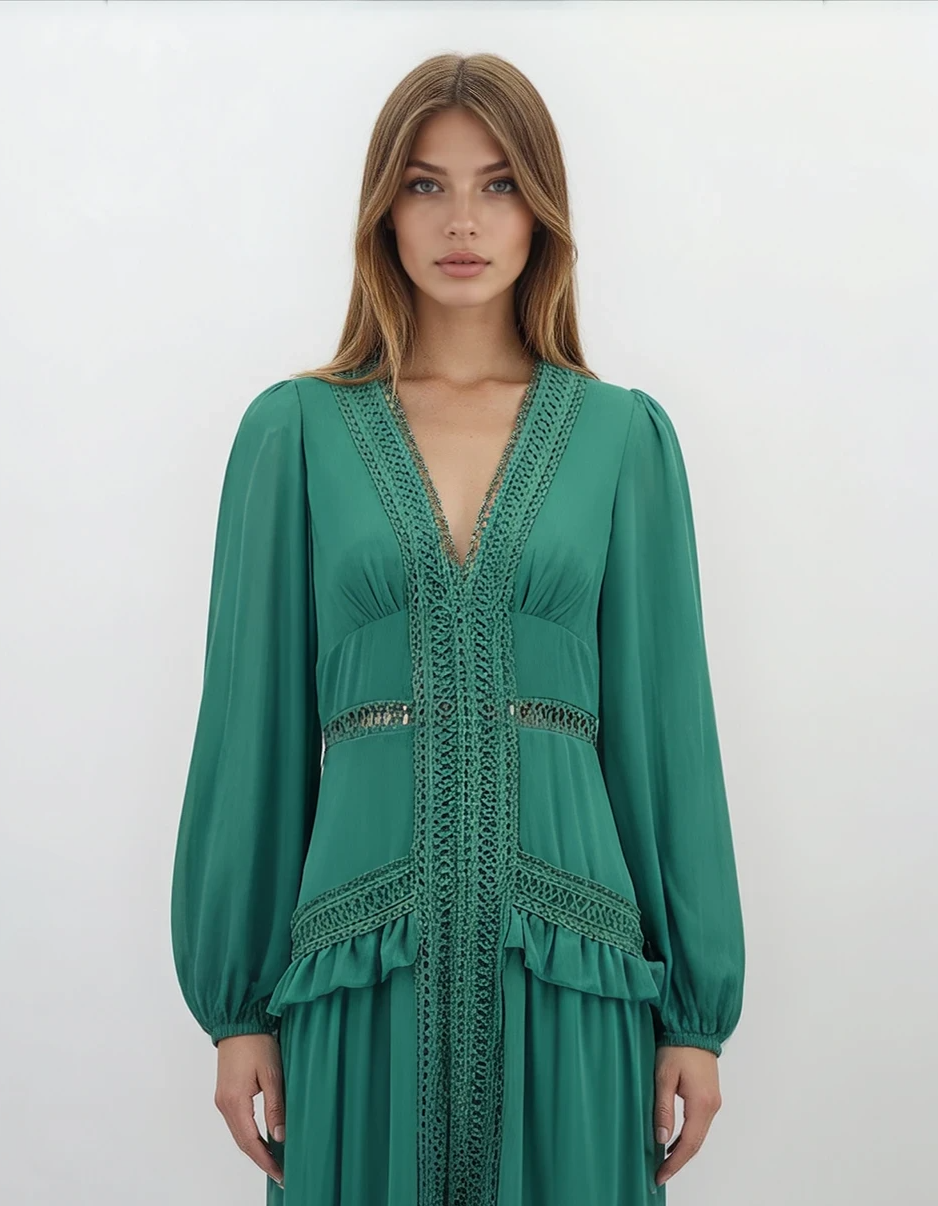 Linden Estate Dress- Forest Green