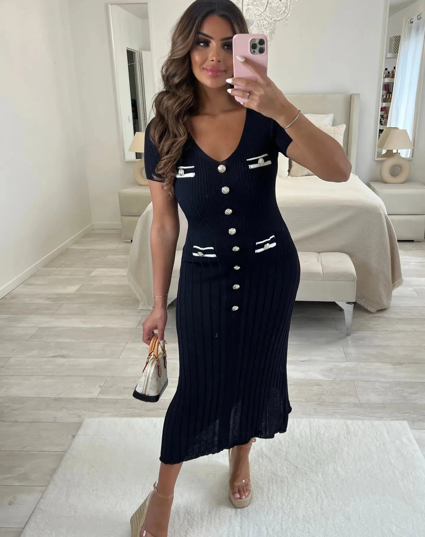 Valentina Knit Maxi Dress- Black