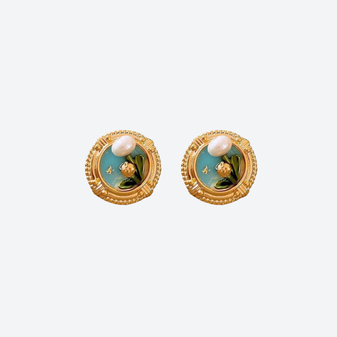 Monet Garden Vintage Earrings