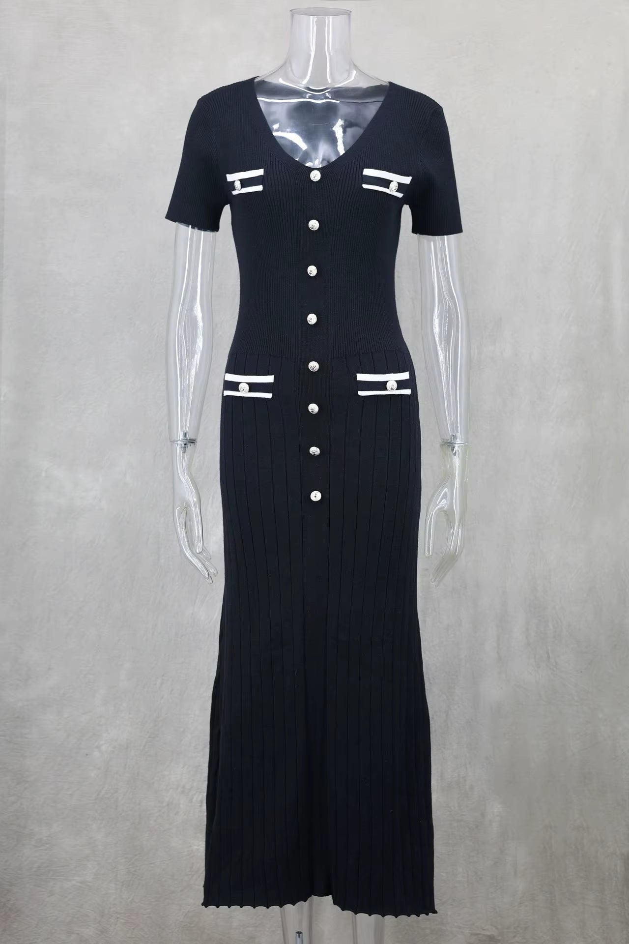 Valentina Knit Maxi Dress- Black