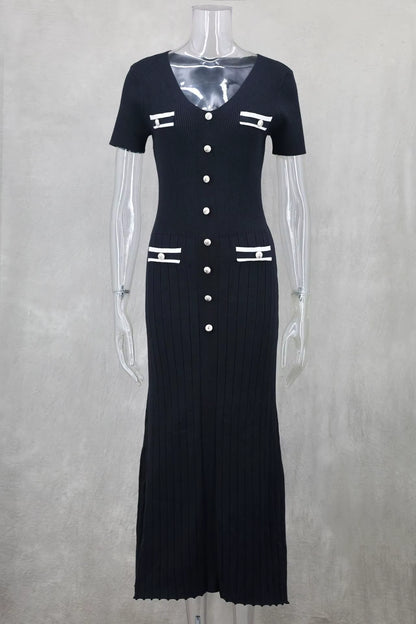 Valentina Knit Maxi Dress- Black