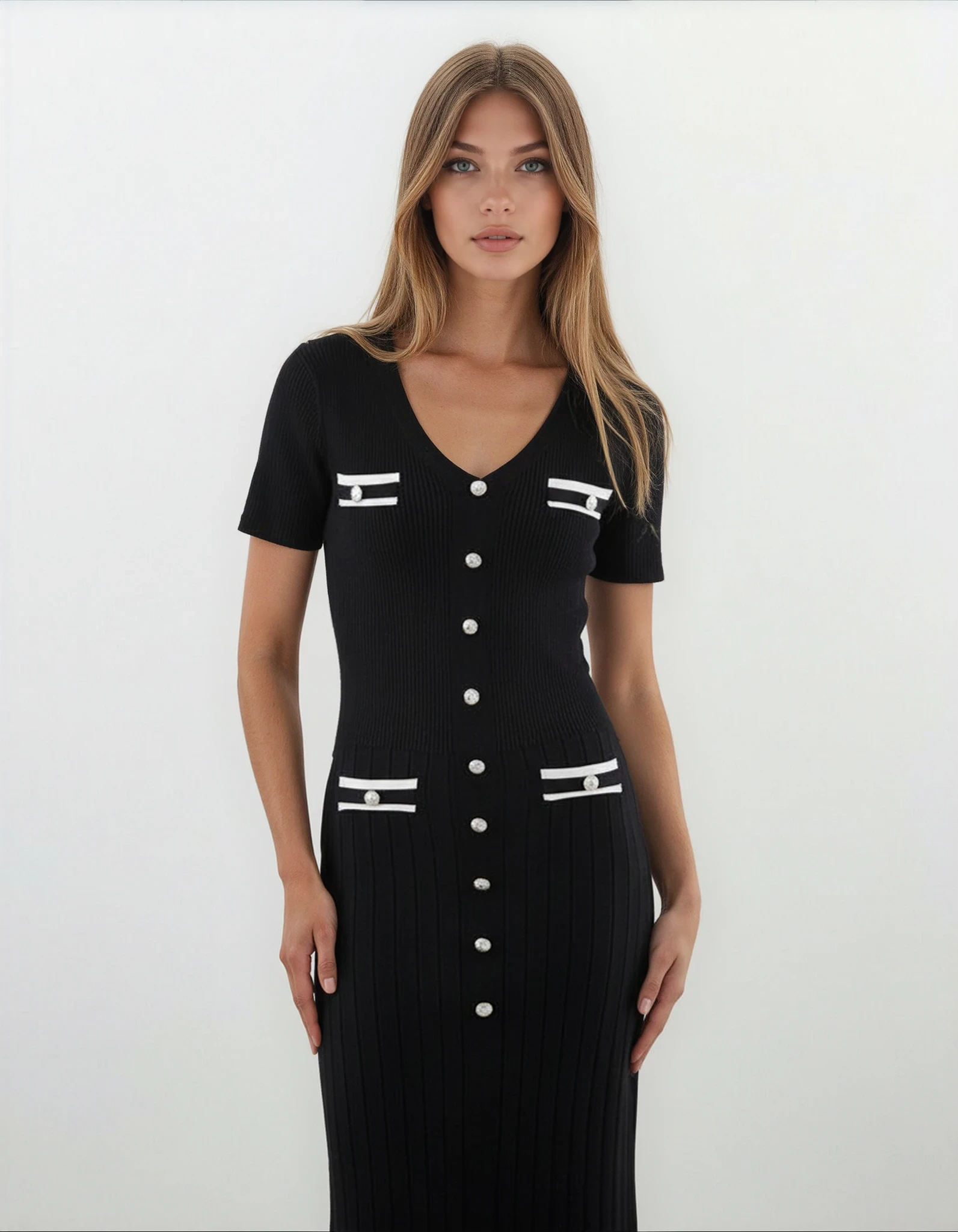 Valentina Knit Maxi Dress- Black