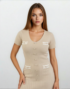 Valentina Knit Maxi Dress-Nude