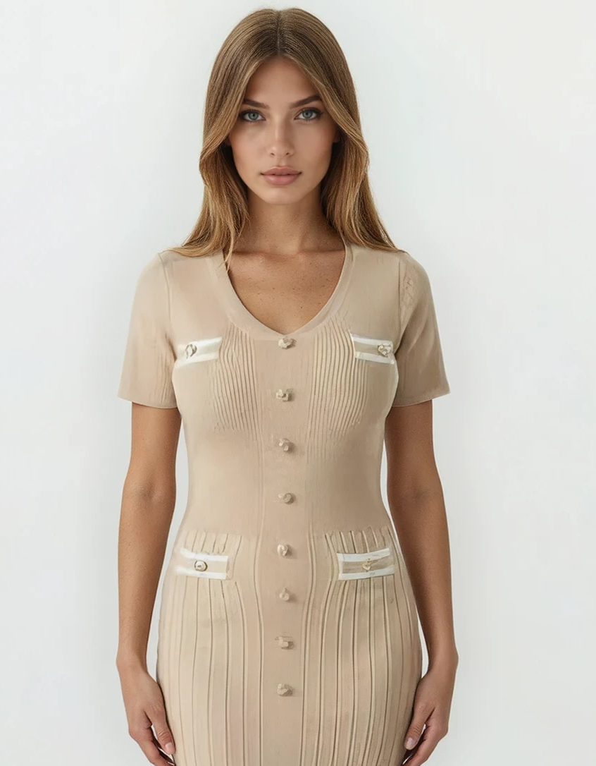 Valentina Knit Maxi Dress-Nude