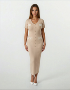 Valentina Knit Maxi Dress-Nude