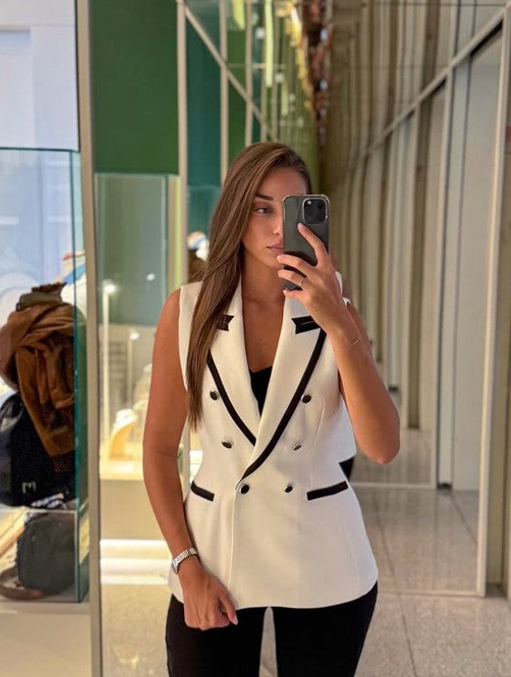 The Monaco-White Contrast Vest