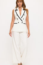 The Monaco-White Contrast Vest