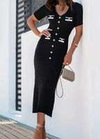 Valentina Knit Maxi Dress- Black