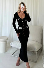 Valentina Knit Maxi Dress- Black