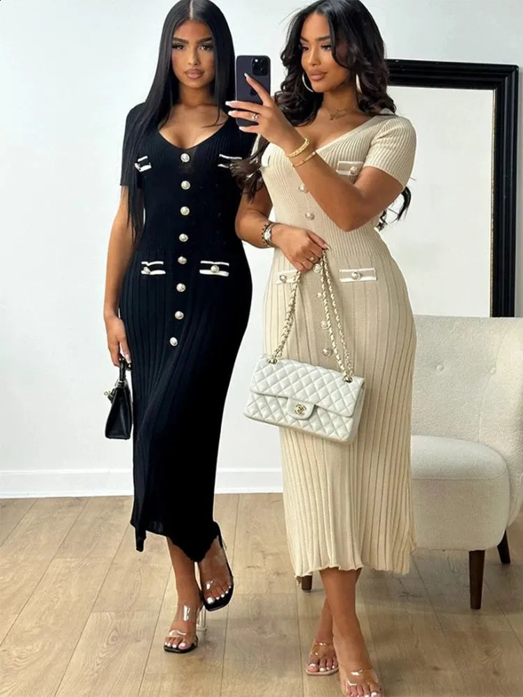 Valentina Knit Maxi Dress-Nude