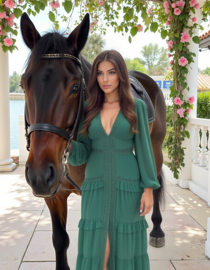 Linden Estate Dress- Forest Green