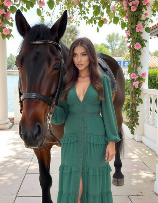 Linden Estate Dress- Forest Green