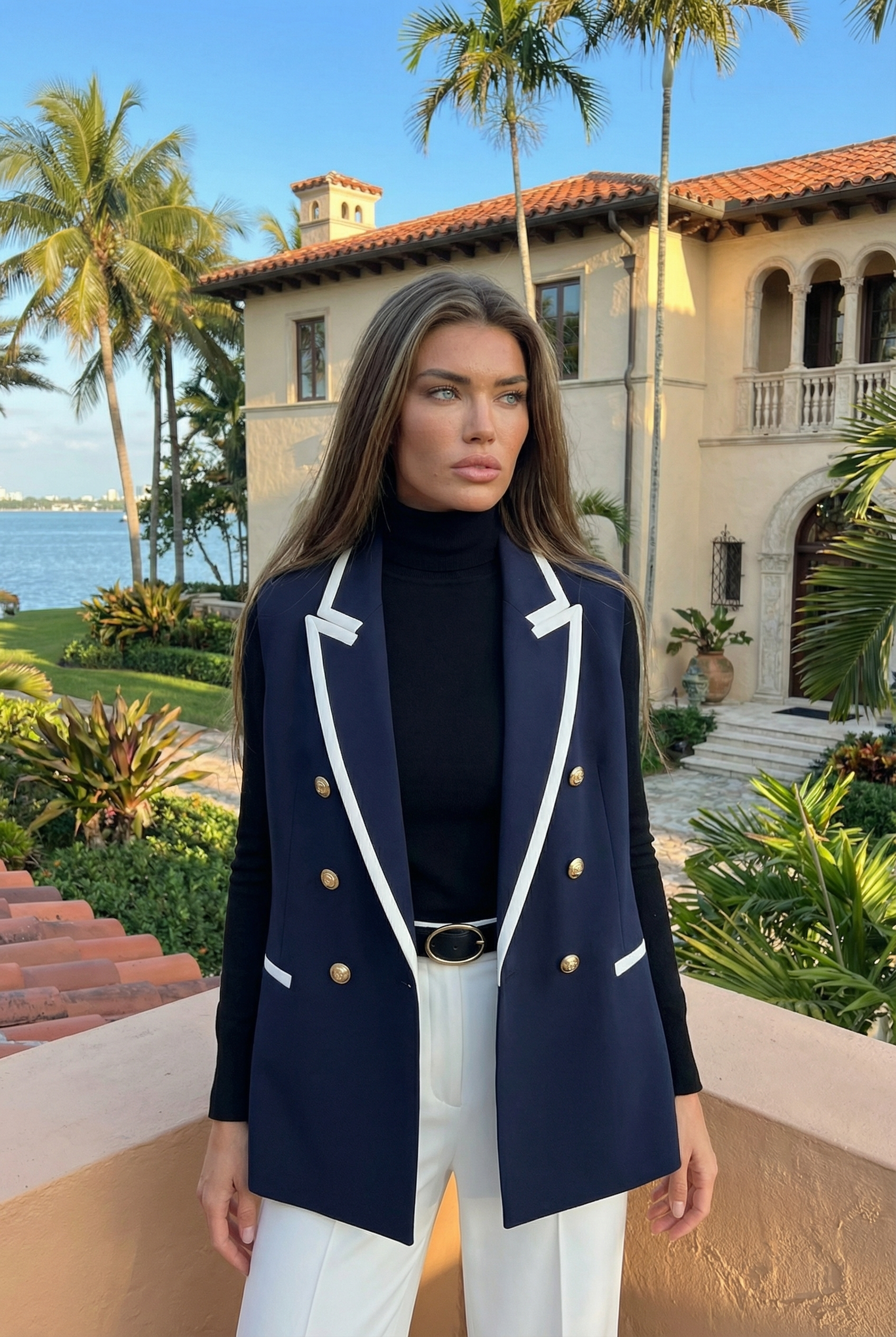 Monaco Navy Contrast Vest