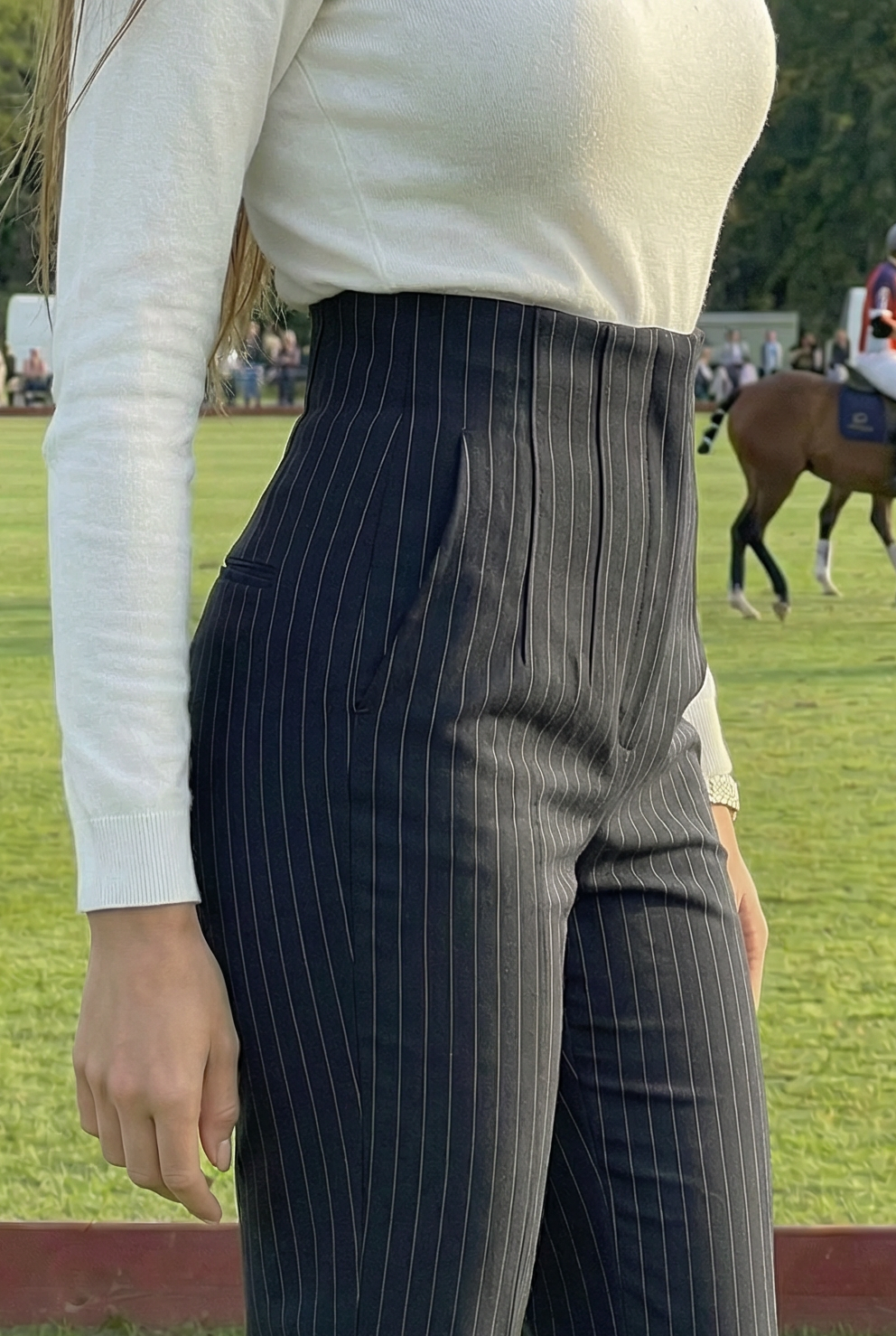 Mayfair Navy Stripped Trousers