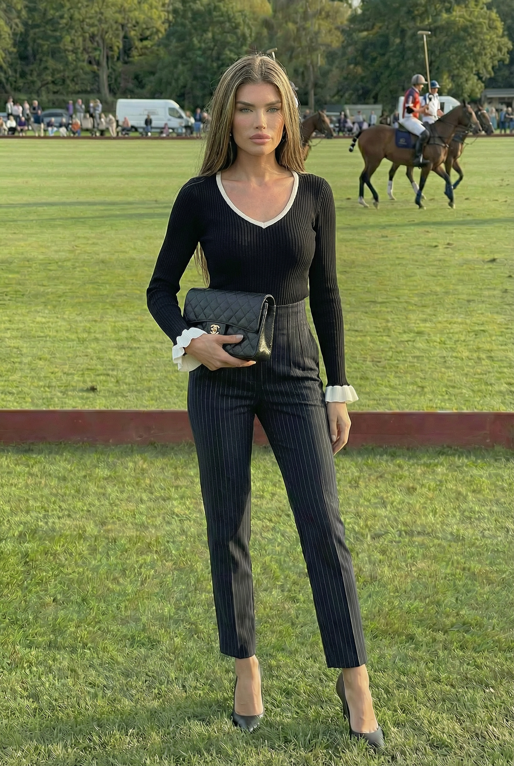 Mayfair Navy Stripped Trousers