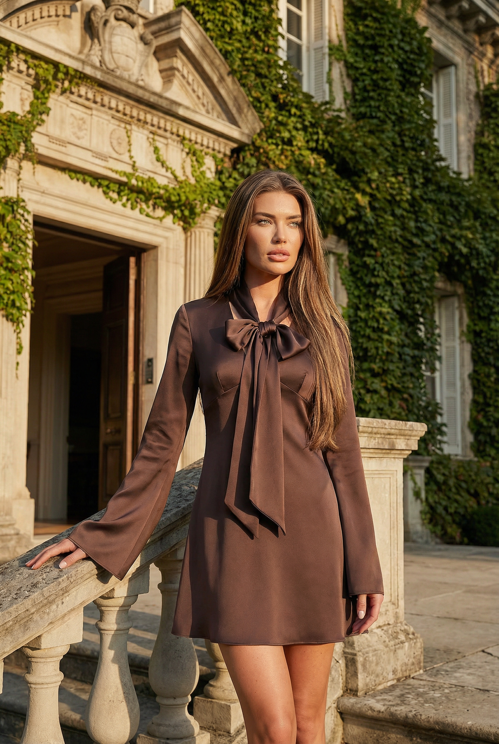 Colette Silk Bow Mini Dress