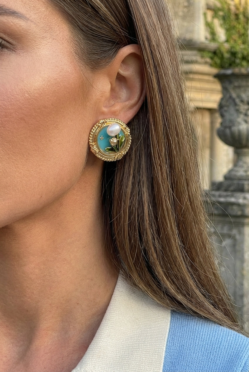 Monet Garden Vintage Earrings