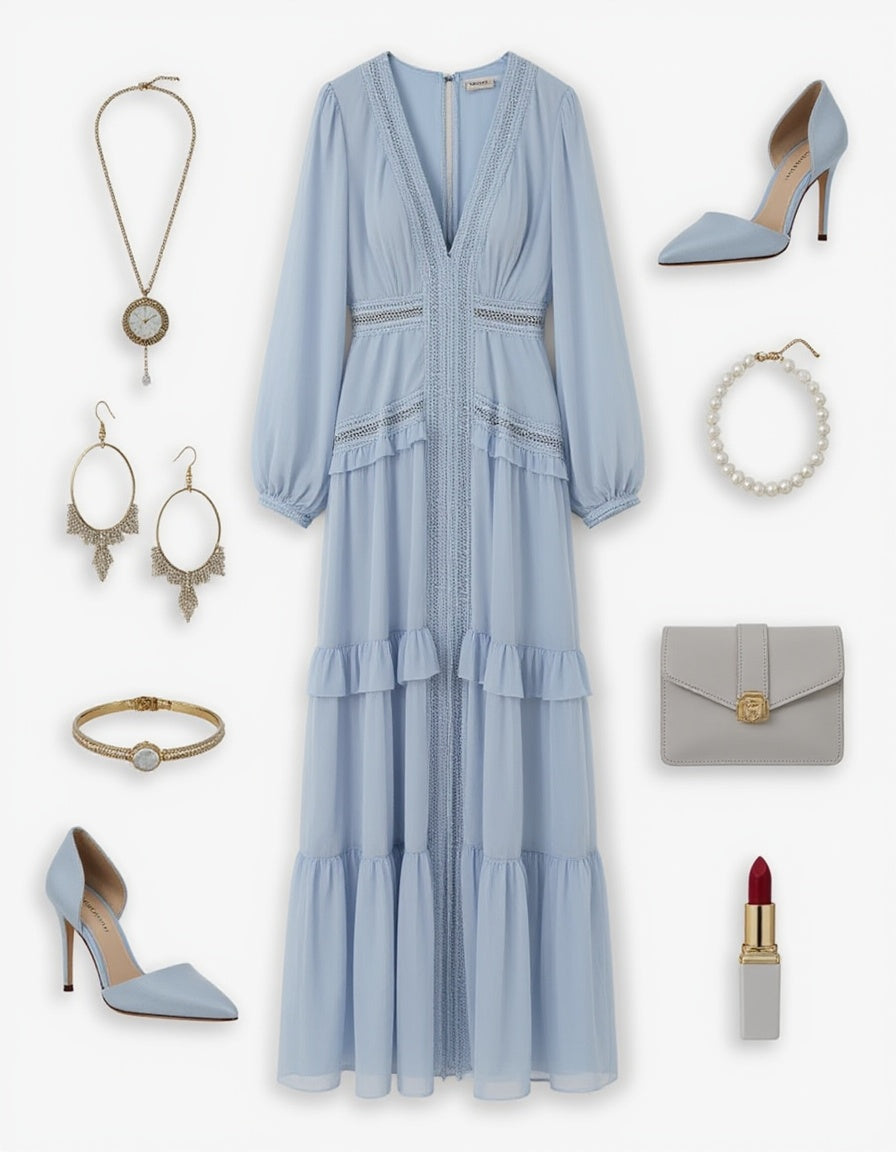 Linden Estate Dress- Baby Blue