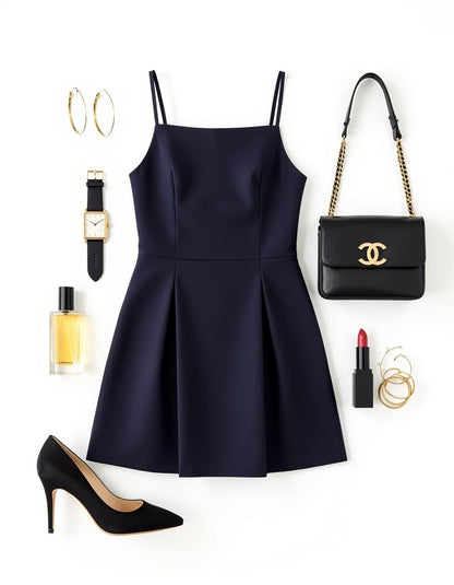 Palmetto Court Dress-Navy