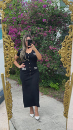 Valentina Knit Maxi Dress- Black