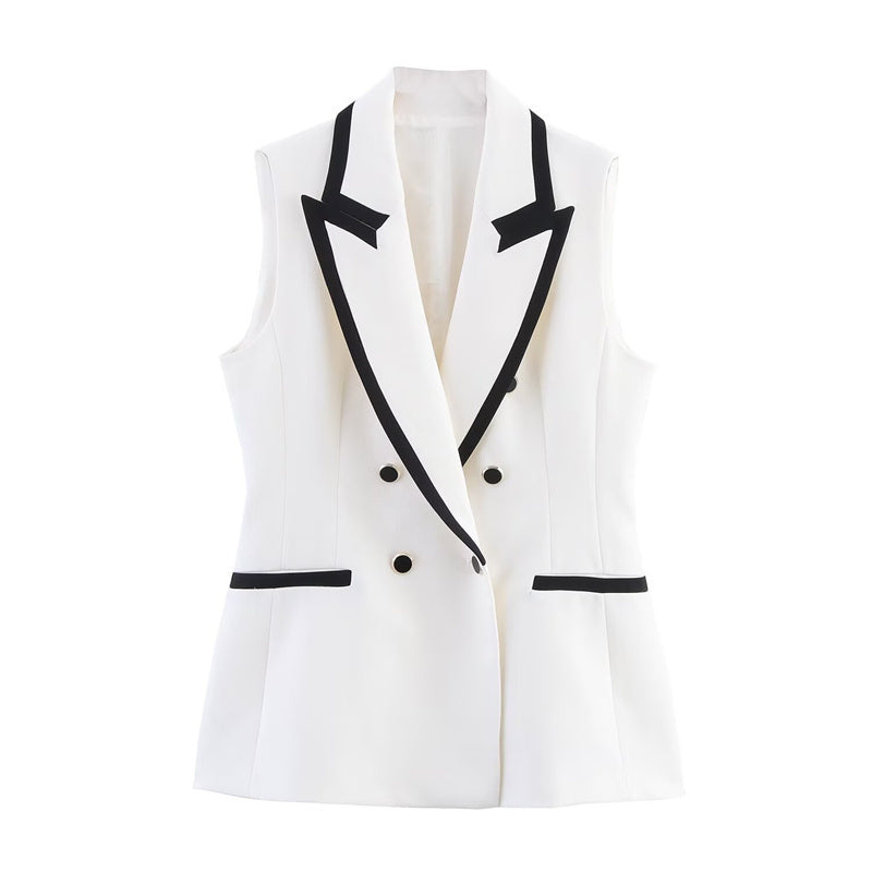 The Monaco-White Contrast Vest