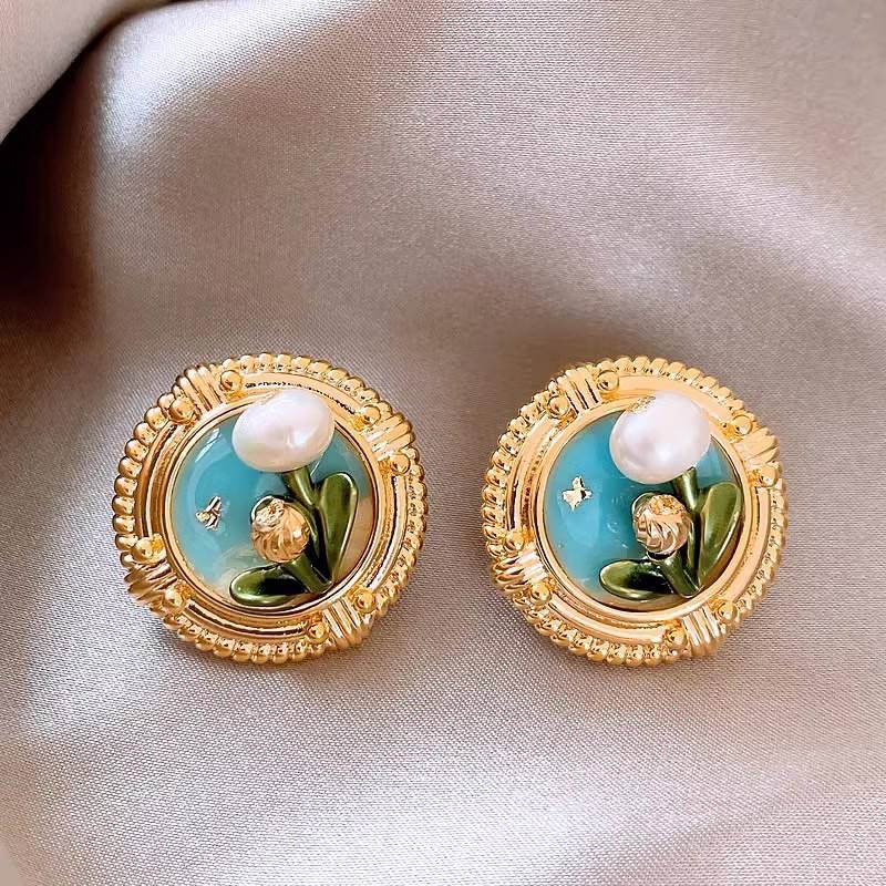 Monet Garden Vintage Earrings